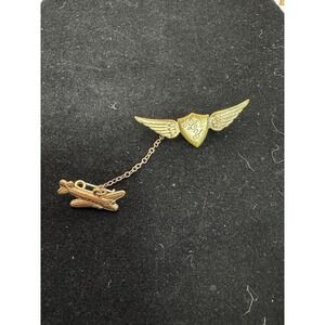 Vintage Shield With Wings And Airplane Pin Engraved